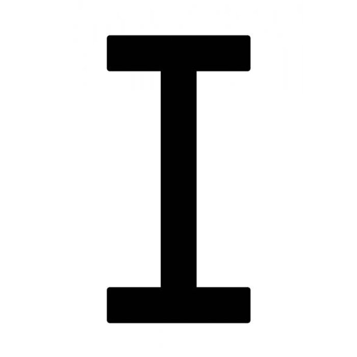 Busta 10 lettere adesive "I" per targa ripetitrice