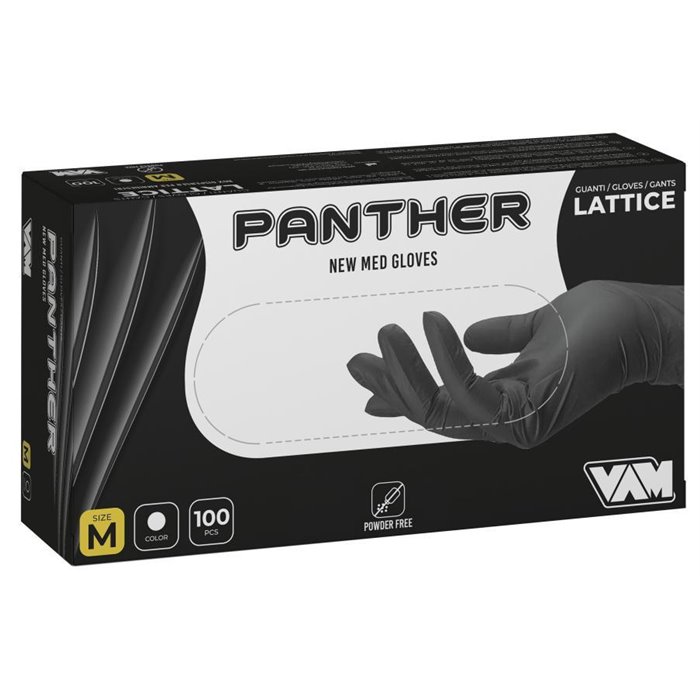 Box 100 guanti Panther lattice nero taglia S