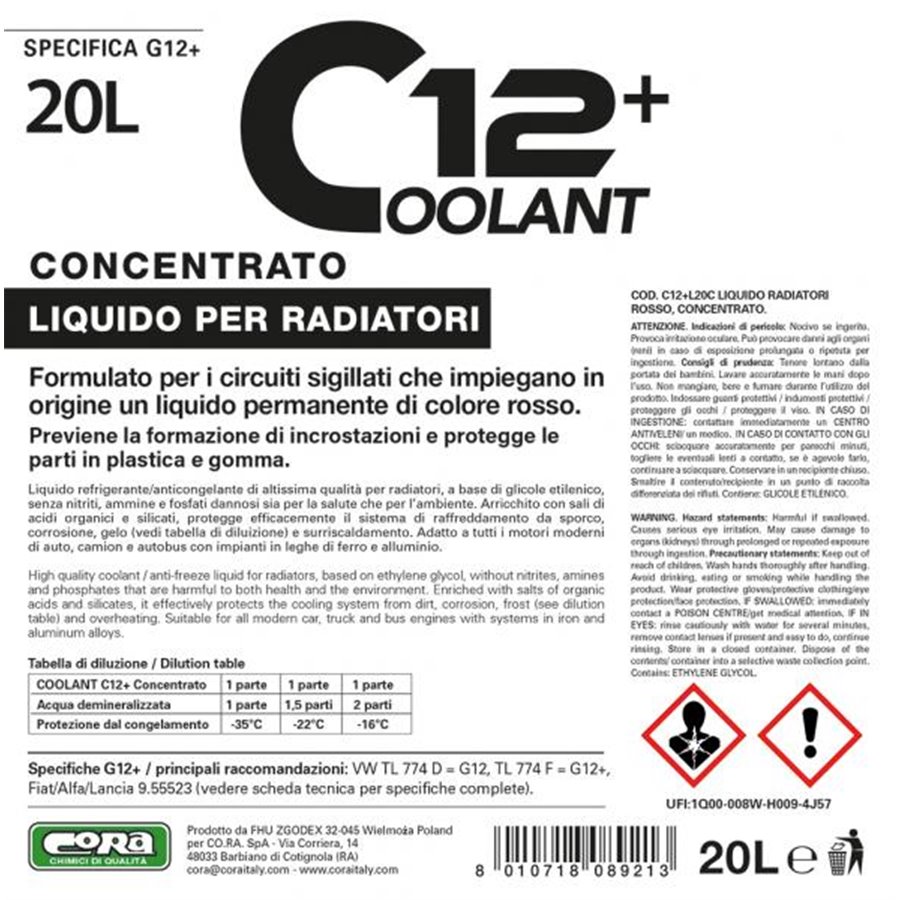 Coolant 12+ rosso concentrato 20 L