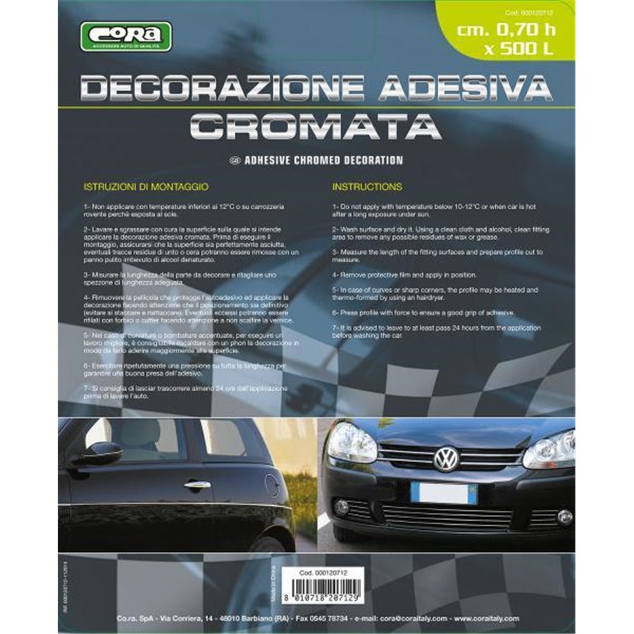 Decorazione adesiva cromata 0,7x500 cm