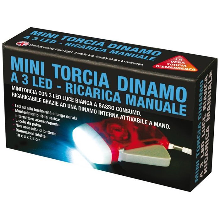 Mini torcia a dinamo con 3 led