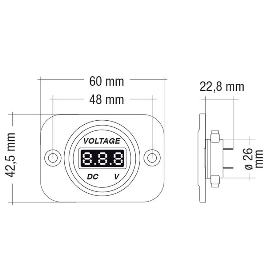 Voltmetro digitale da incasso 5V-30V DC