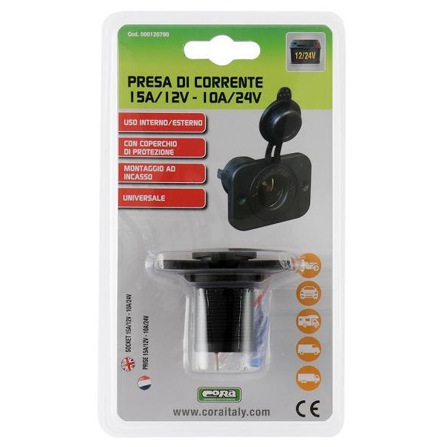 Presa di corrente da incasso 15A/12V - 10A/24V