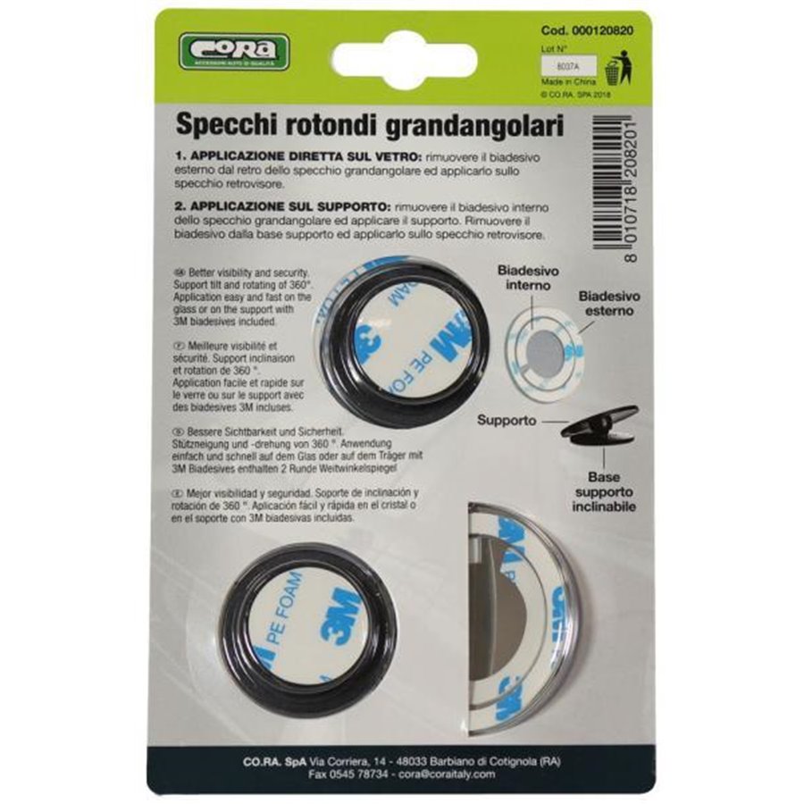 Coppia specchietti rotondi grandangolari