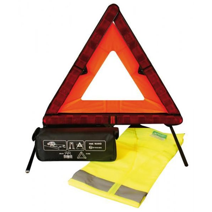 Kit sicurezza triangolo auto ferma + gilet alta visibilità