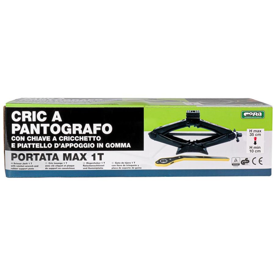 Cric a pantografo 1 t con chiave a cricchetto