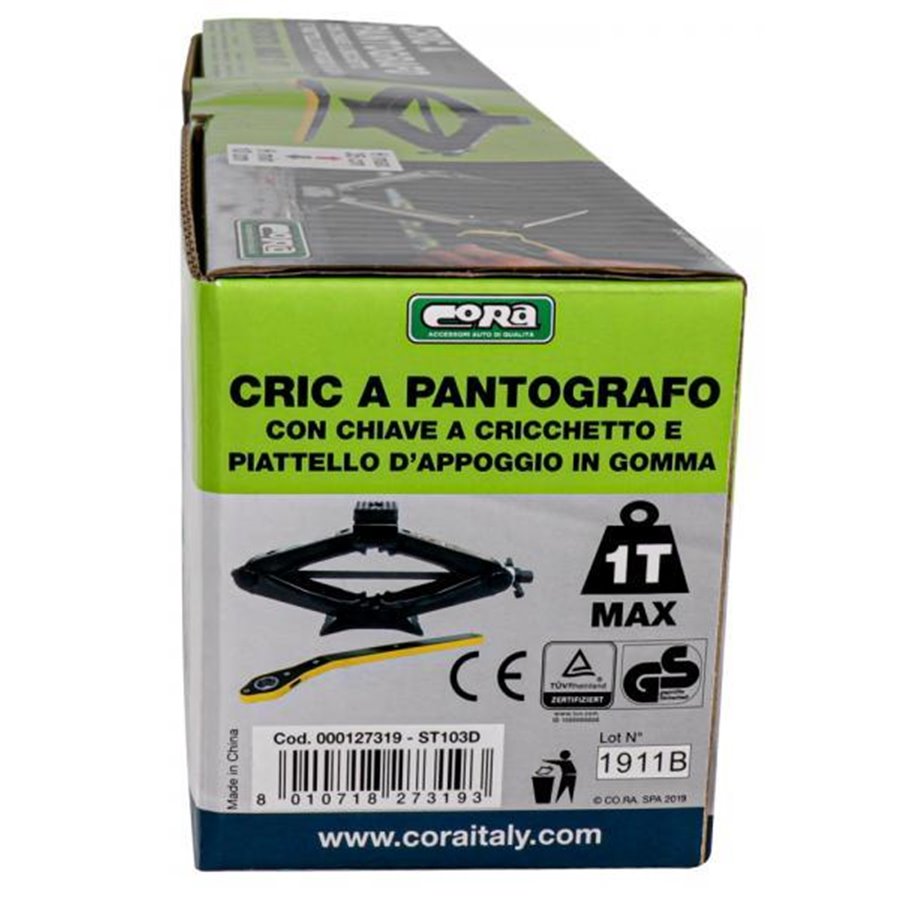 Cric a pantografo 1 t con chiave a cricchetto