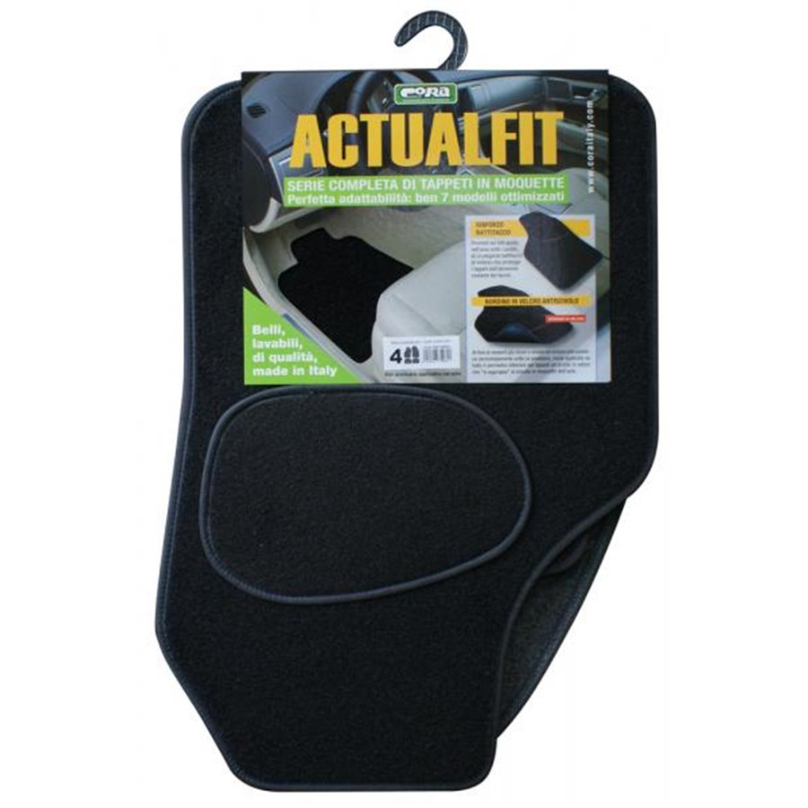 Set 4 tappeti moquette Actualfit nero mod. 4