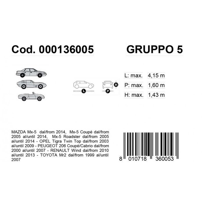 Copriauto Gabardine Car mod. 5