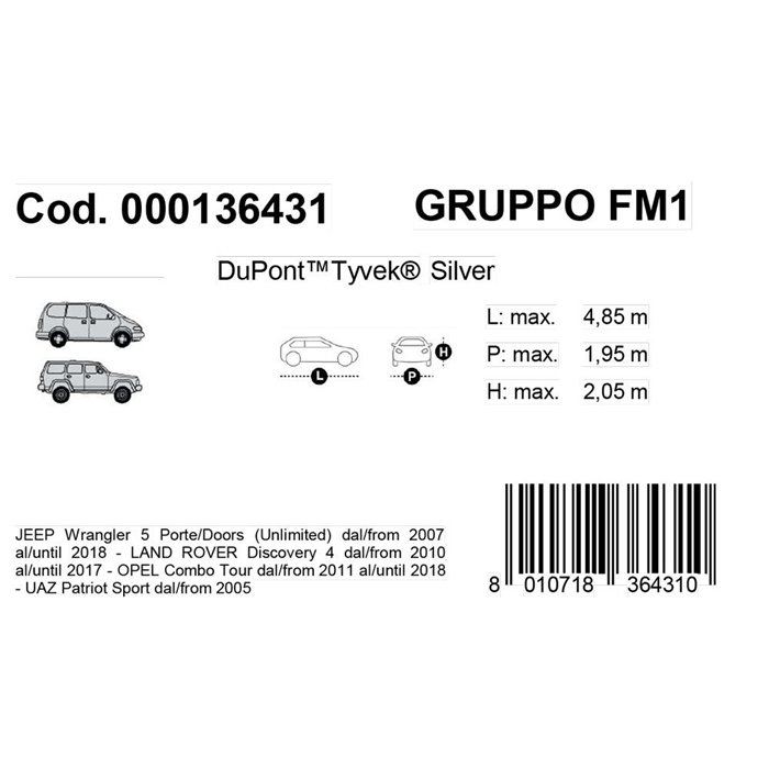 Copriauto Topcover Silver mod. FM1