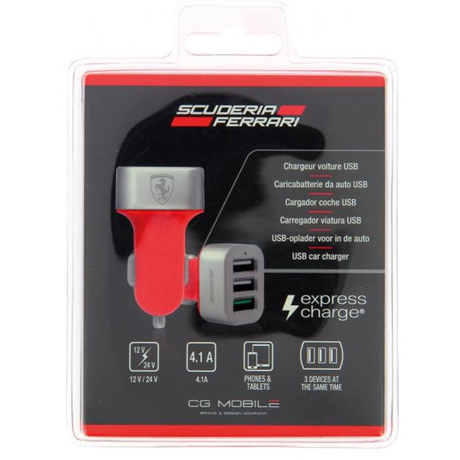 Carica batterie da auto con 3 porte USB 4.1A