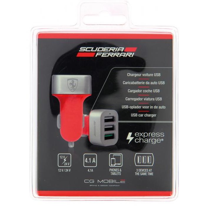 Carica batterie da auto con 3 porte USB 4.1A