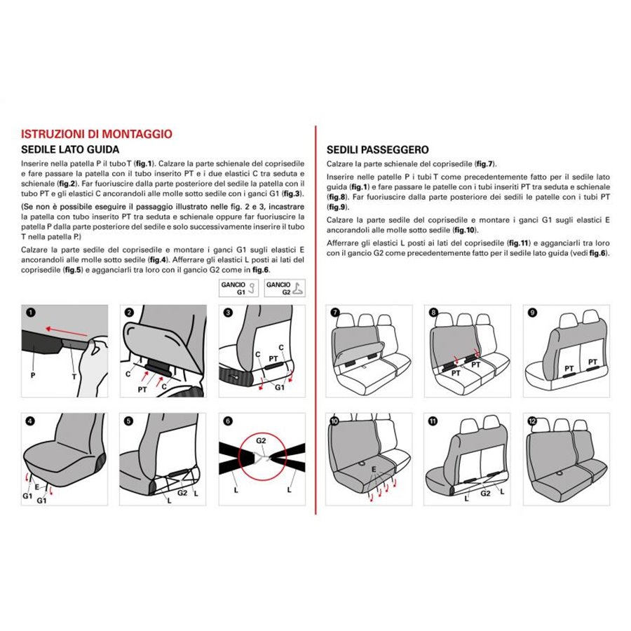 Coprisedili per furgoni tg. SP23 tess. cotone trapuntato avio