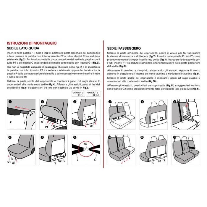 Coprisedili per furgoni tg. SP25 tess. cotone trapuntato nero