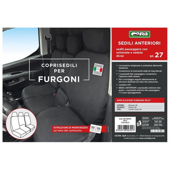 Coprisedili per furgoni tg. SP27 tess. poliestere nero