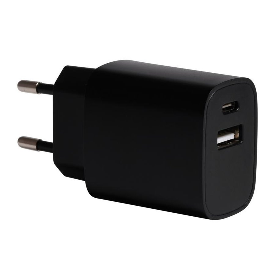 Conf. 10 pz Alimentatore 1 usb/type-C Quickcharge nero