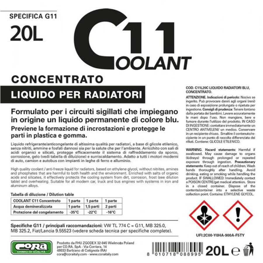 Coolant 11 blu concentrato 20 L