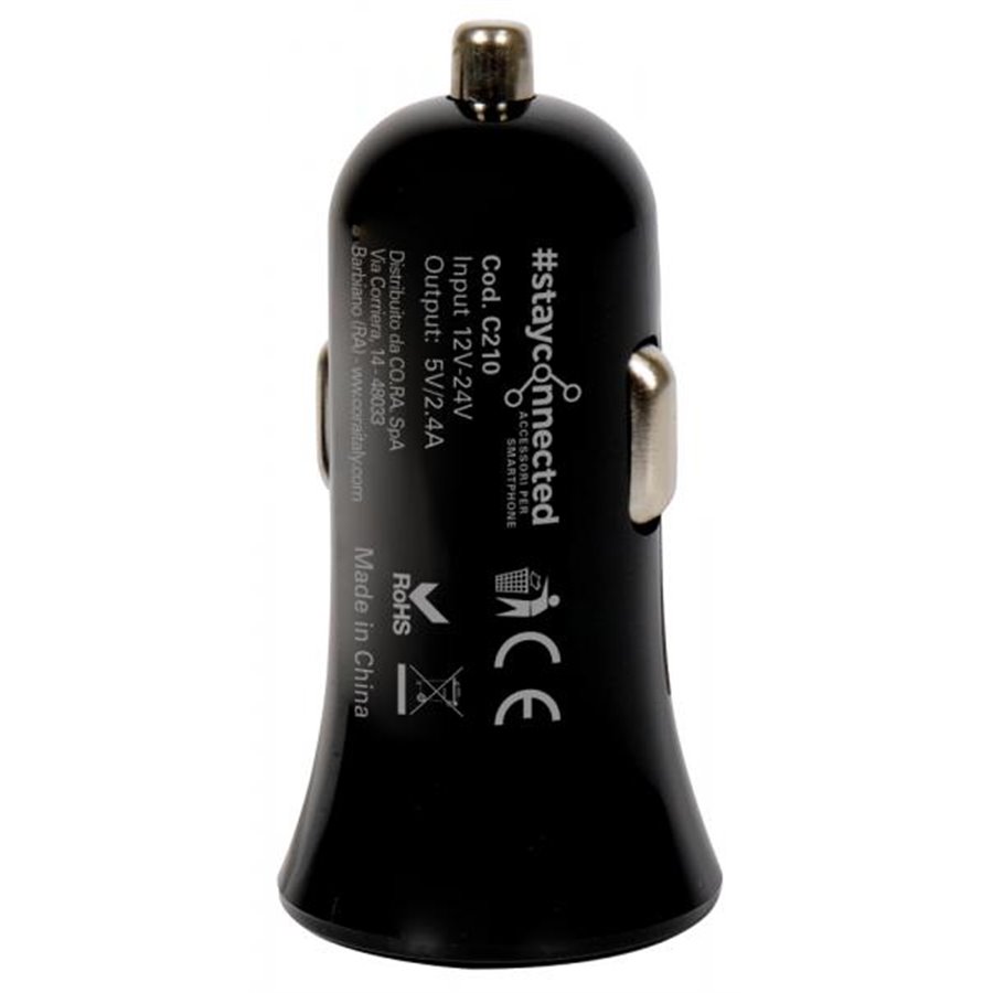 Conf. 5 pz caricabatteria 12/24V 1 USB 5V 2.4A nero