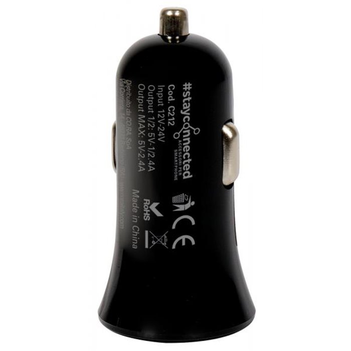 Conf. 5 pz caricabatteria 12/24V 2 USB 5V 2.4A nero