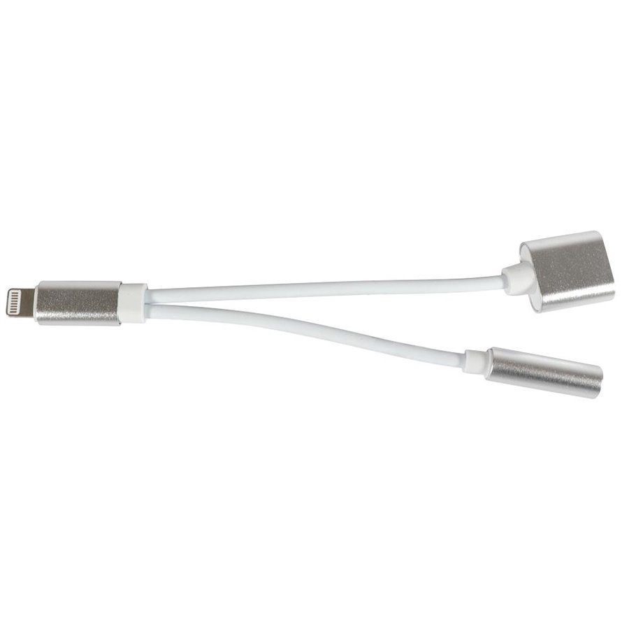 Conf. 5 pz adattatore cuffie 2in1 Lightning + jack 3.5 mm bianco