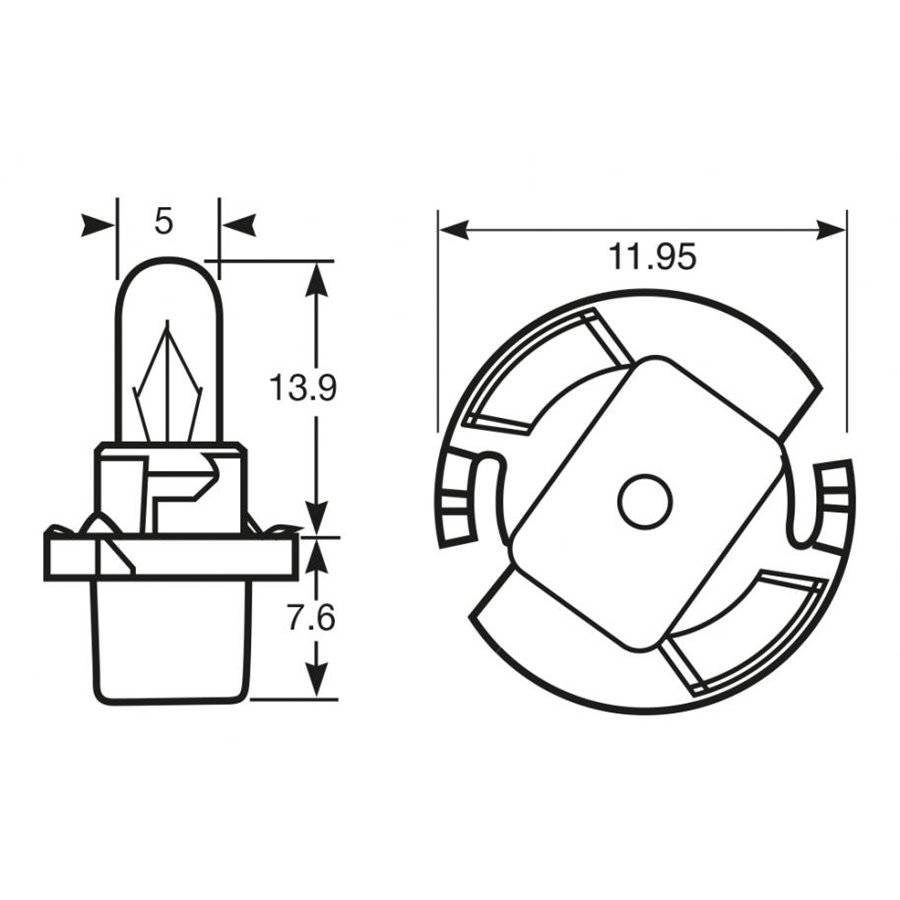 Lampadina 14V 1.2W (90mA) zoccolo grigio