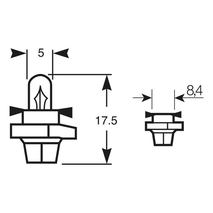 Lampadina 12V 1.2W zoccolo nero