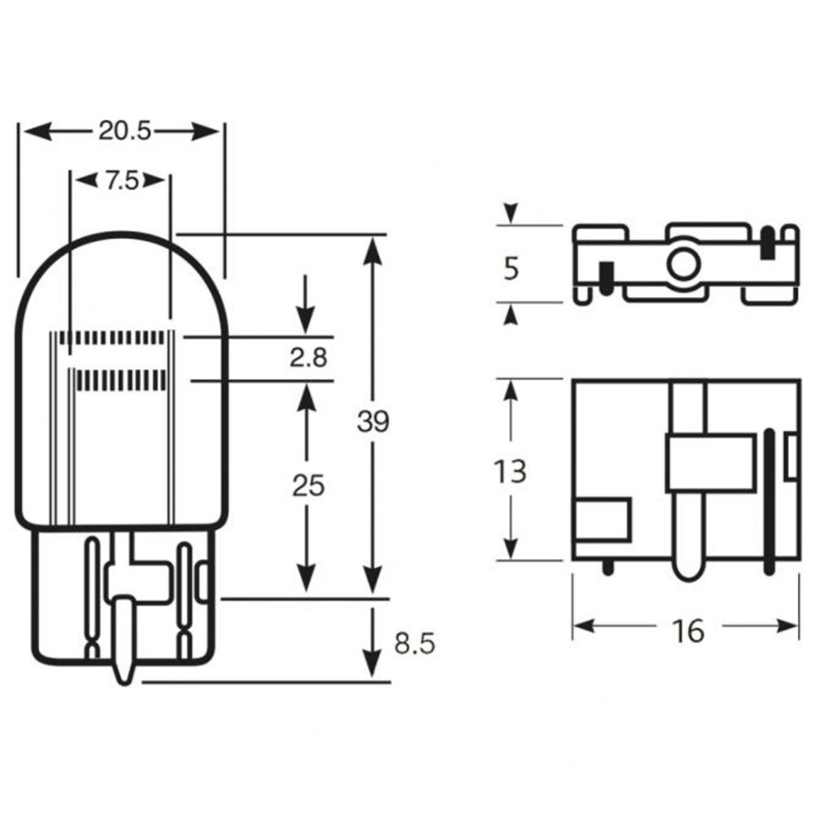 Lampadina 12V 21/5W W21/5W 