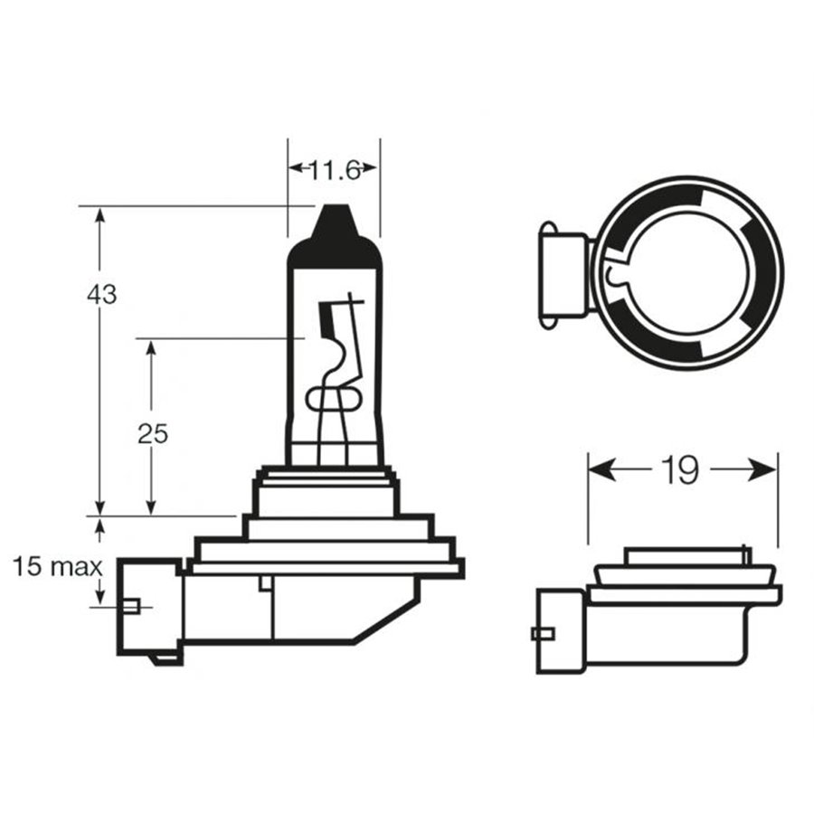 Lampadina alogena 12V 35W H8 