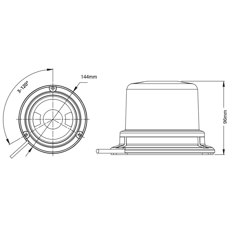 Luce lampeggiante a led ambra 12/24V fissaggio 1 vite