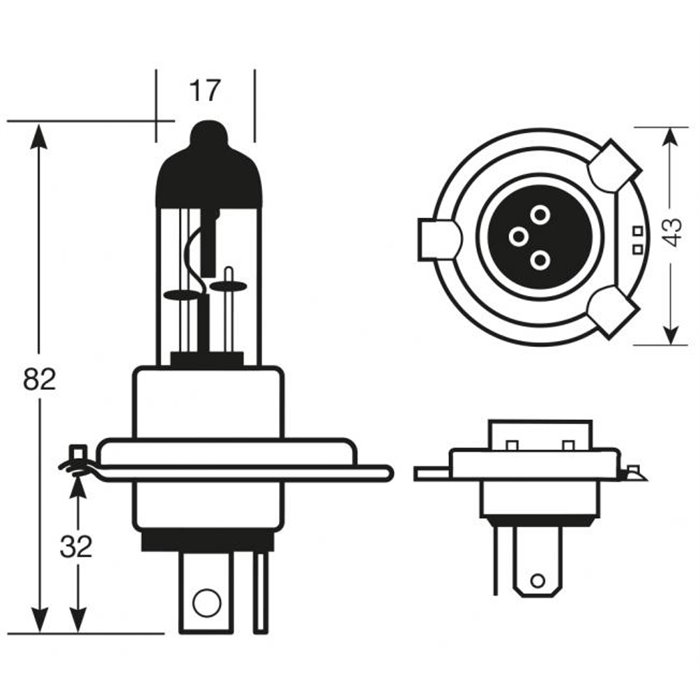 Lampadina Long Life 12V 60/55W H4