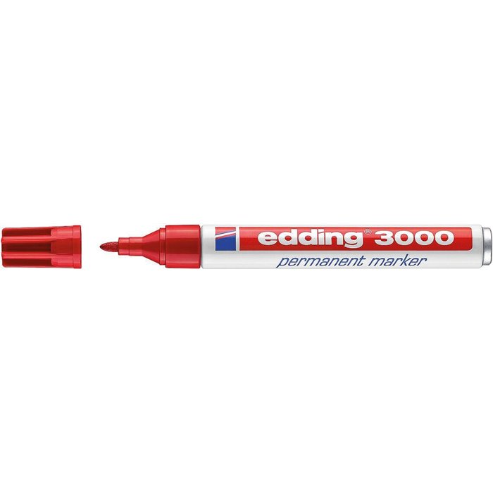 Conf. 10 pennarelli indelebili punta tonda edding 3000 rosso