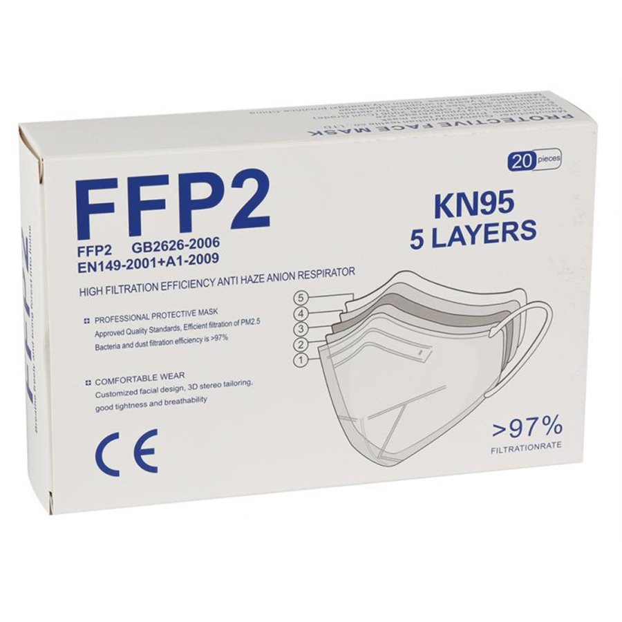 Conf. 20 mascherine KN95 FFP2 senza valvola