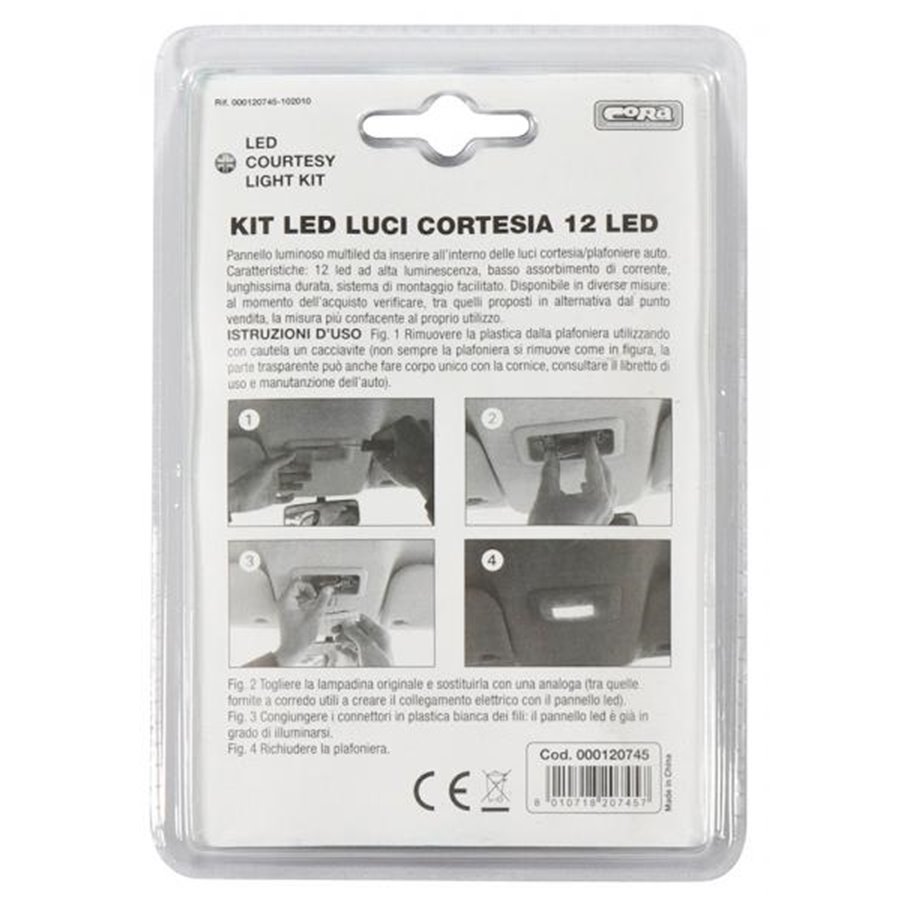 Luce di cortesia 12 led 60x20 mm