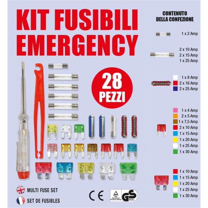 Kit emergenza fusibili 28 pz assortiti