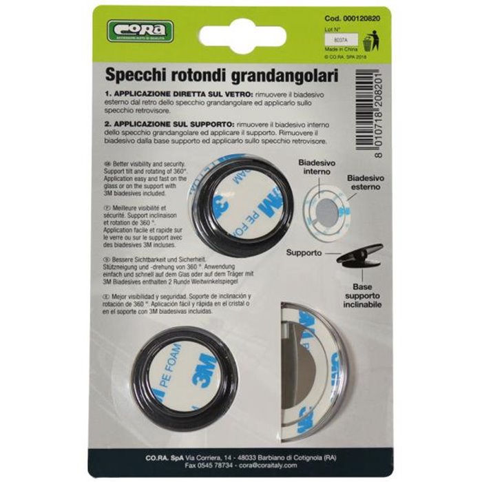 Coppia specchietti rotondi grandangolari