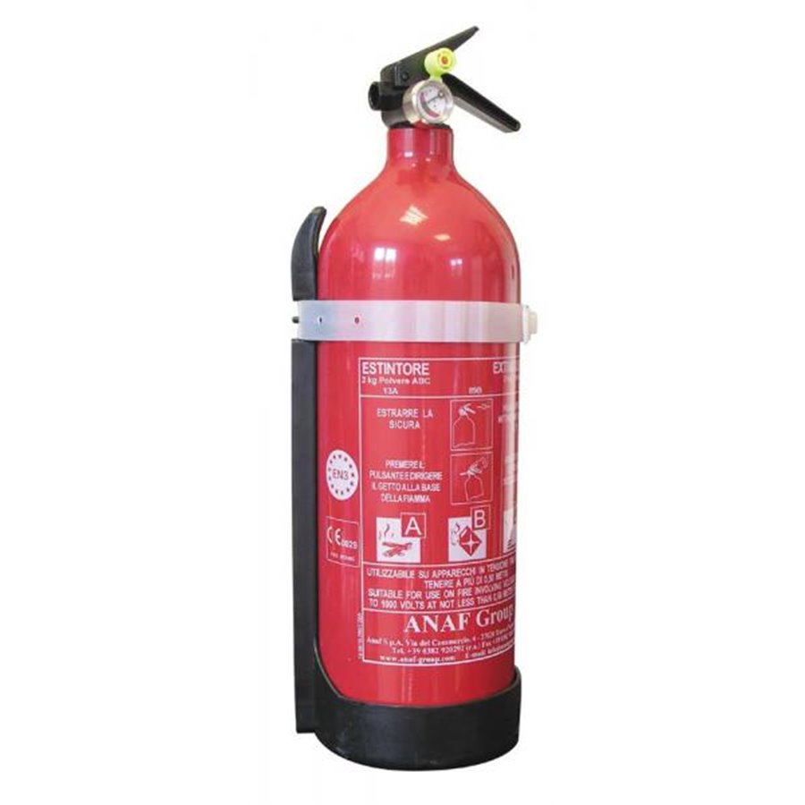 Estintore 2 kg a polvere ABC con supporto e manometro