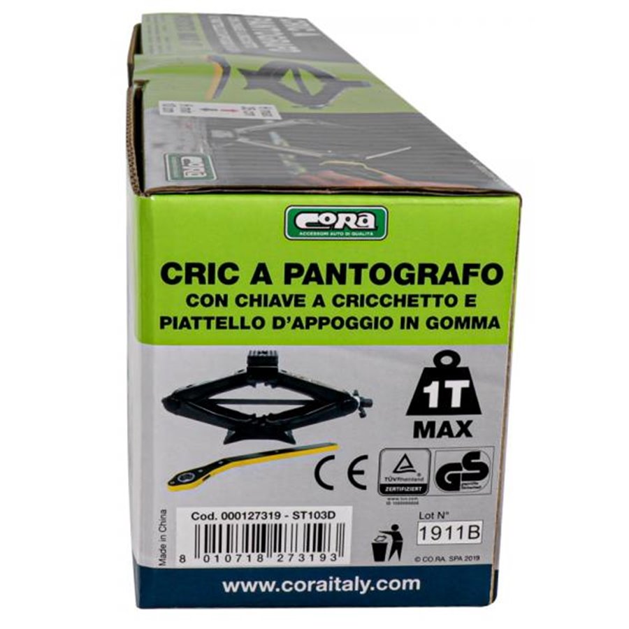 Cric a pantografo 1 t con chiave a cricchetto