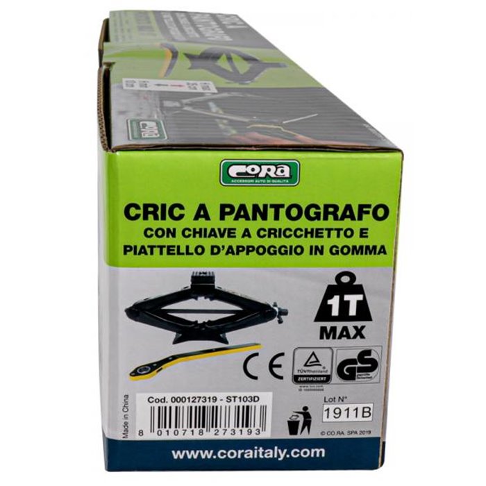 Cric a pantografo 1 t con chiave a cricchetto