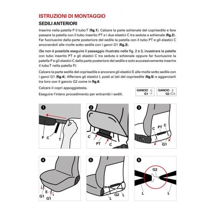 Coprisedili anteriori Espresso Deluxe tg. piccola tess. cotone trapuntato antracite