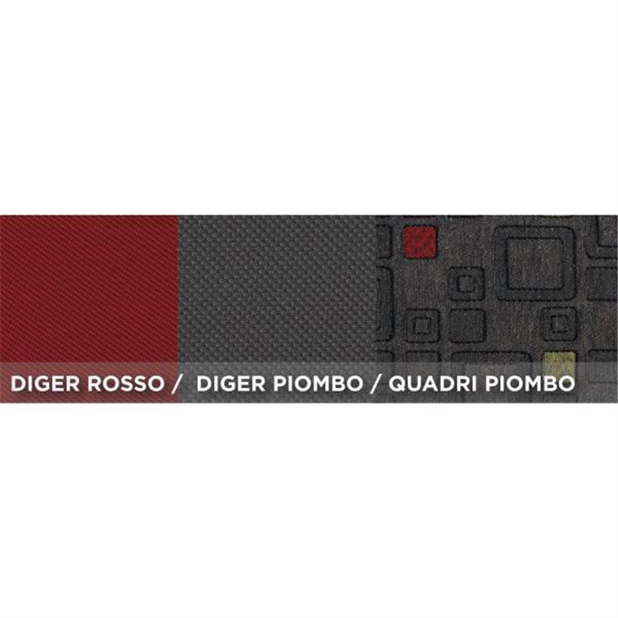 Serie completa coprisedili personalizzati Fiat Panda 12 4 posti post. diviso tess. misto cotone quadri grigio/rosso