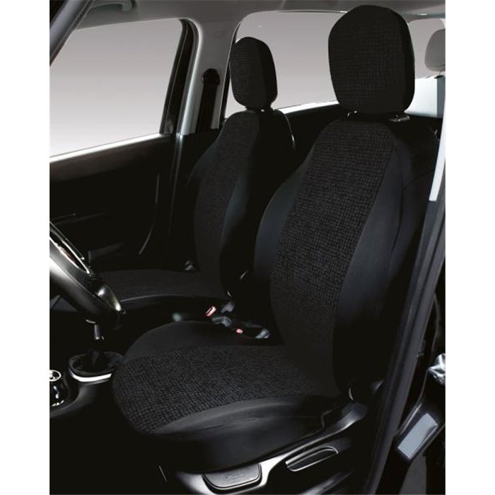 Serie completa coprisedili personalizzati Fiat 500X tess. misto cotone mosaico nero