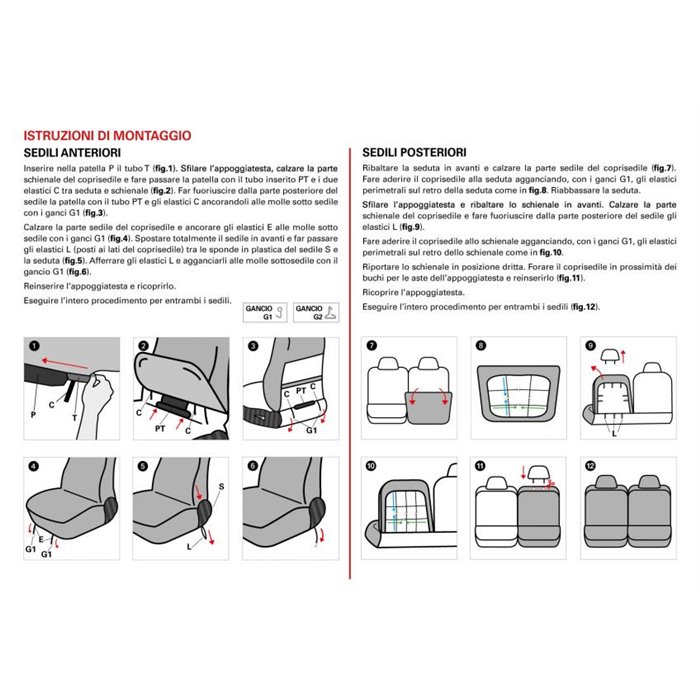 Serie completa coprisedili personalizzati Fiat 500L tess. misto cotone mosaico nero