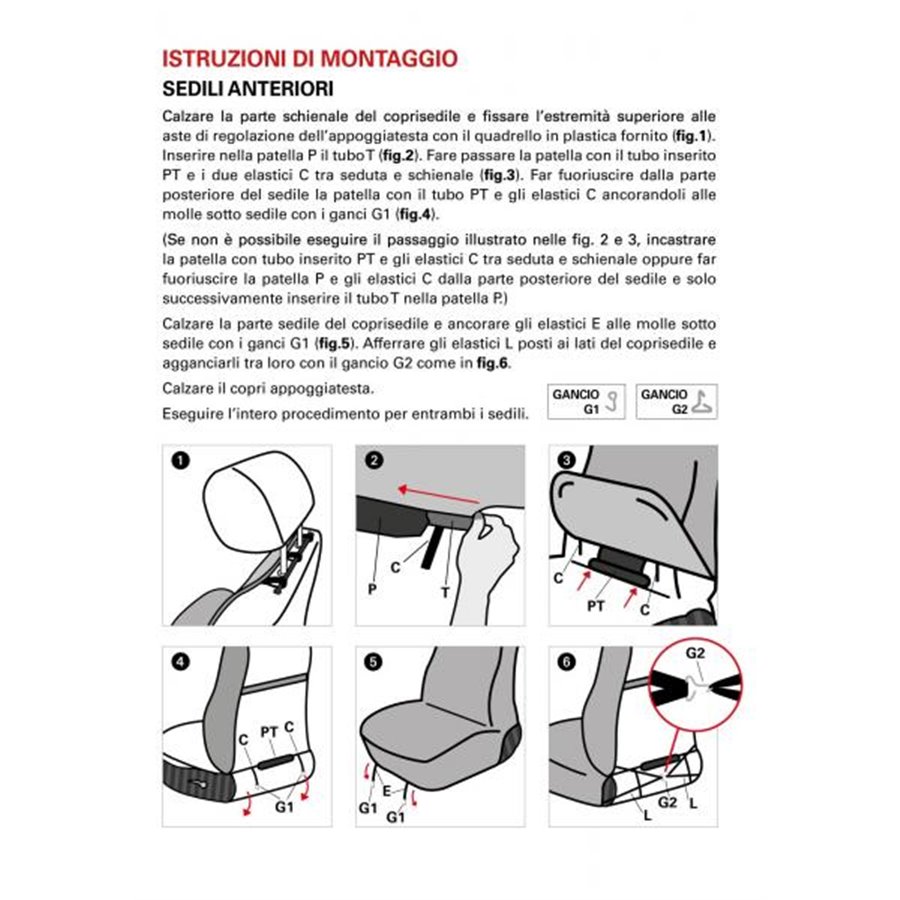 Coprisedili anteriori Rapid tg. universale tess. cotone trapuntato nero