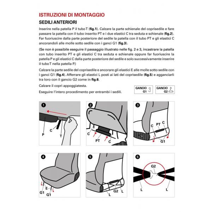 Coprisedili anteriori Fast&Smart tg. media tess. misto cotone avio/nero