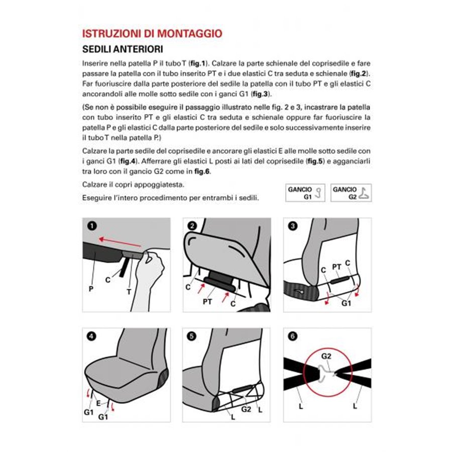 Coprisedili anteriori Fast&Smart tg. media tess. misto cotone antracite/nero