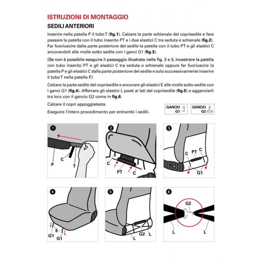 Coprisedili anteriori Fast&Smart tg. media tess. misto cotone avio/nero