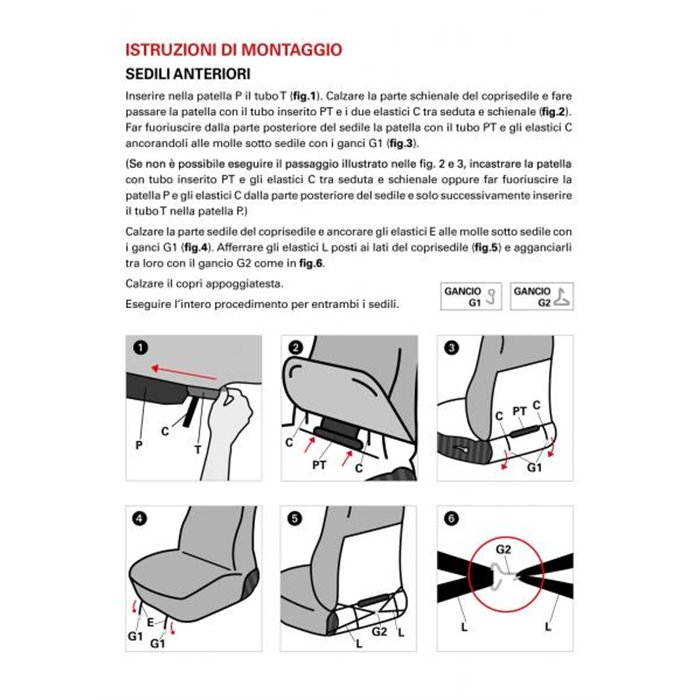 Coprisedili anteriori Fast&Smart tg. speciale tess. misto cotone rosso/nero