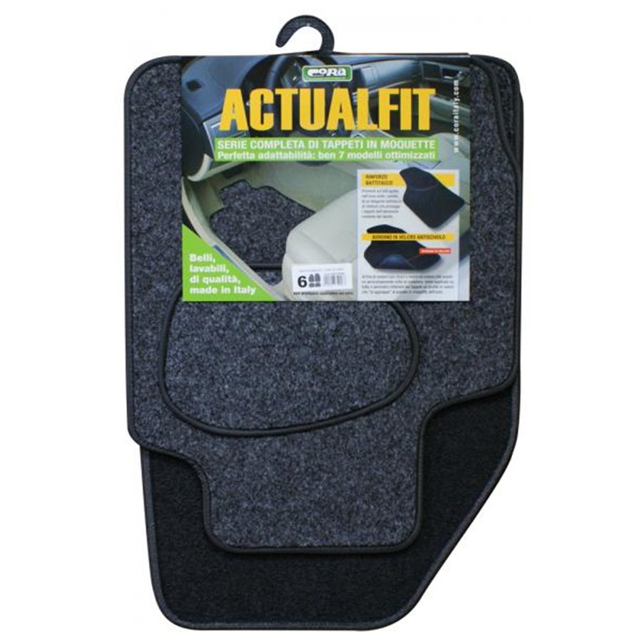 Set 4 tappeti moquette Actualfit grigio mod. 6