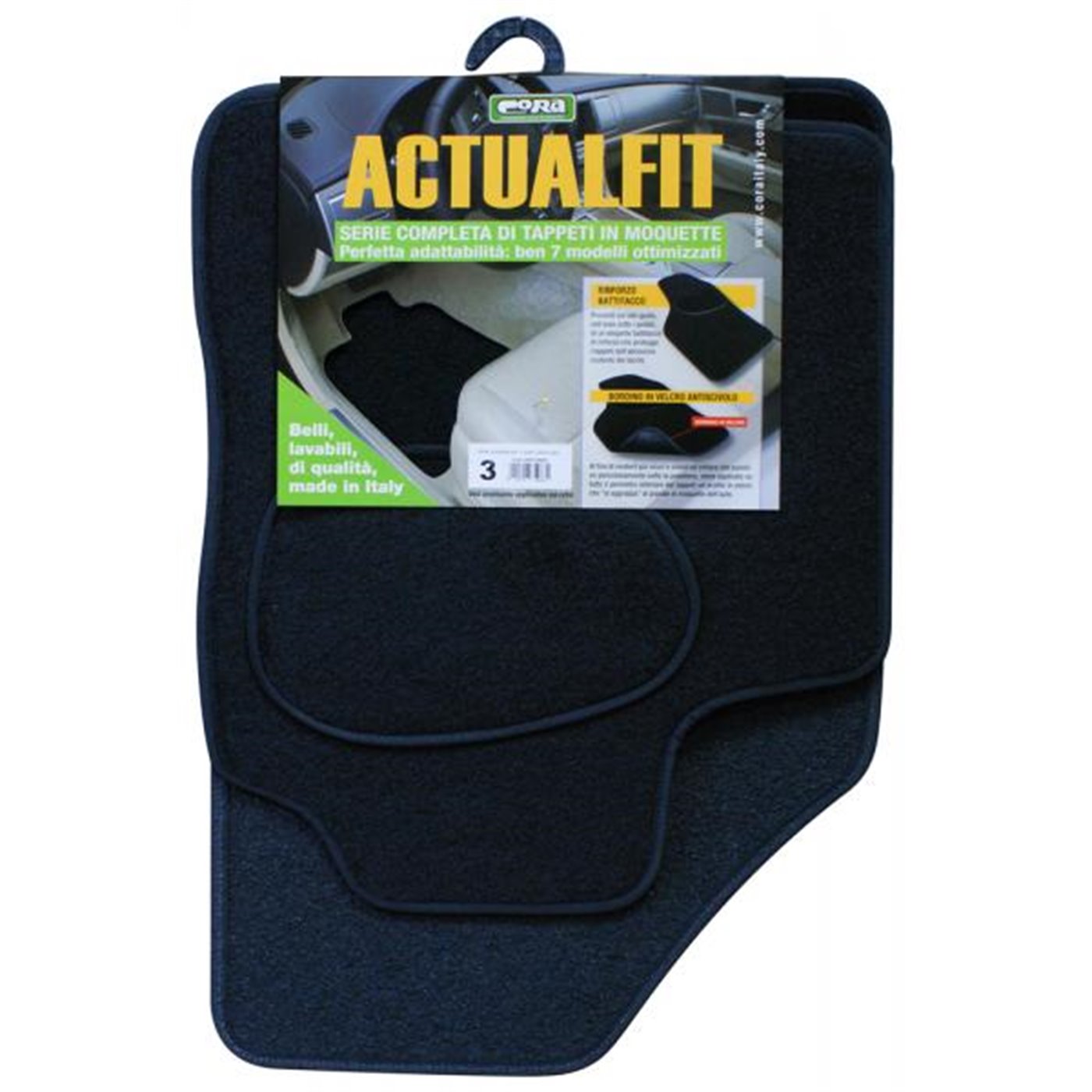 Set 4 tappeti moquette Actualfit nero mod. 3