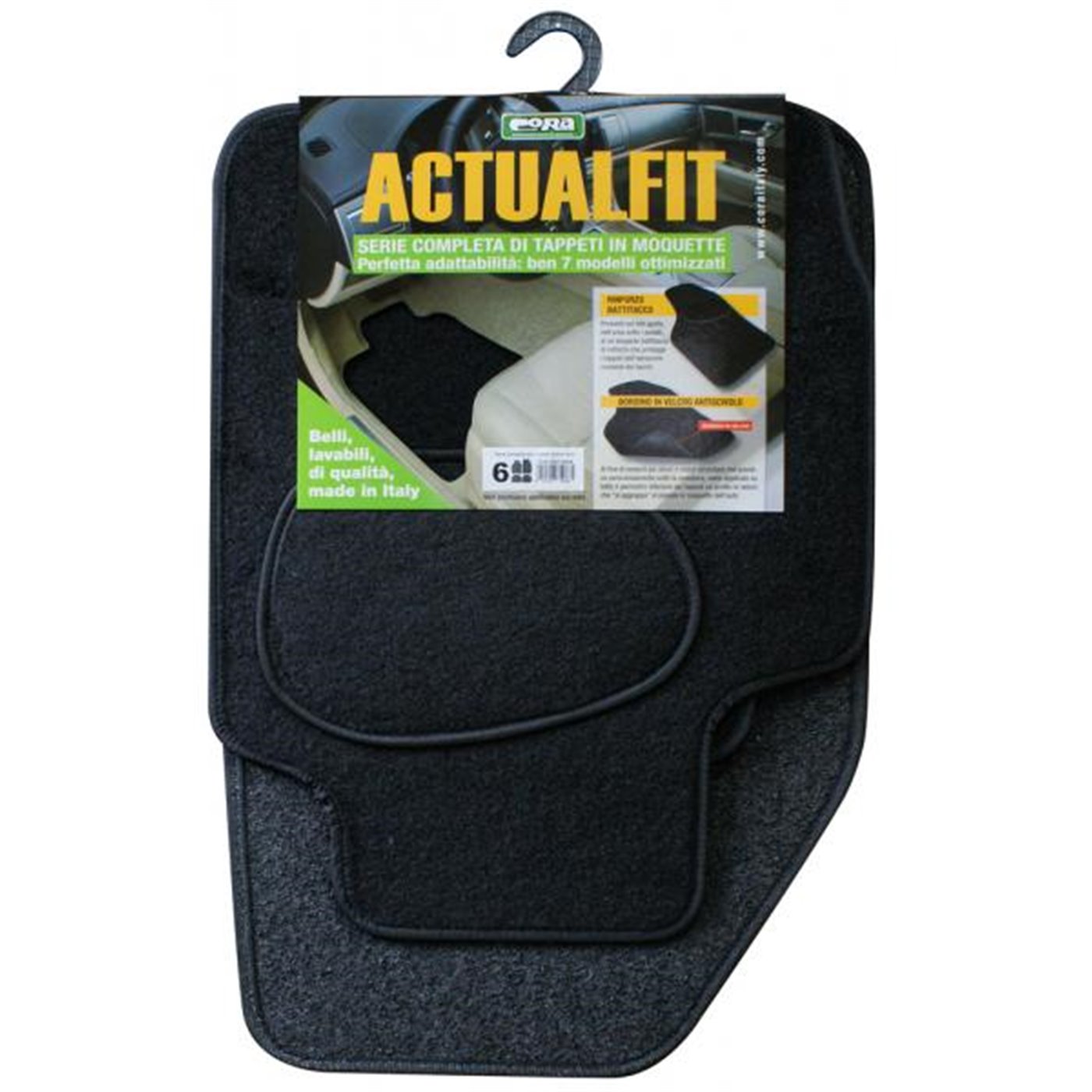 Set 4 tappeti moquette Actualfit nero mod. 6